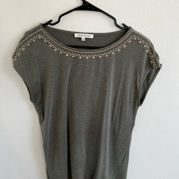 Rose + Olive green top M - Picture 2 of 5